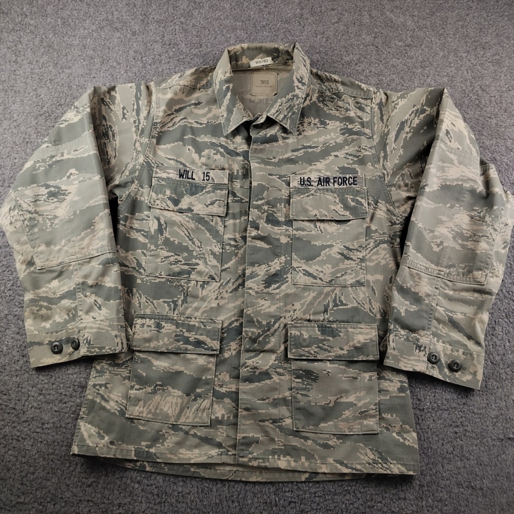 US Air Force ABU Tiger Stripe Camo Utility Jacket Mens 36S American Apparel